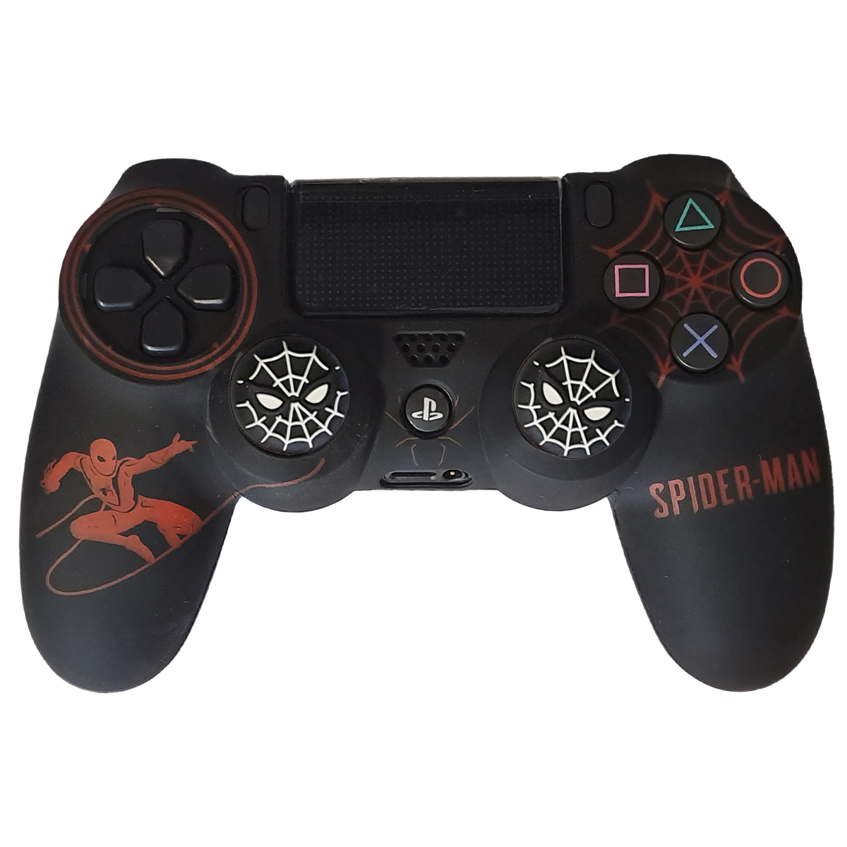 محافظ دسته پلی استیشن 4 طرح مرد عنکبوتی مدل Spiderman PS4267 به همراه روکش آنالوگ