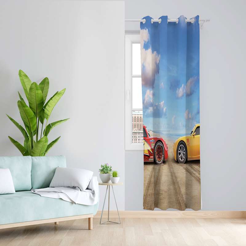 پرده طرح ماشین مدل مخمل پانچی کد L 956 Z سایز 140x200 سانتی متر
