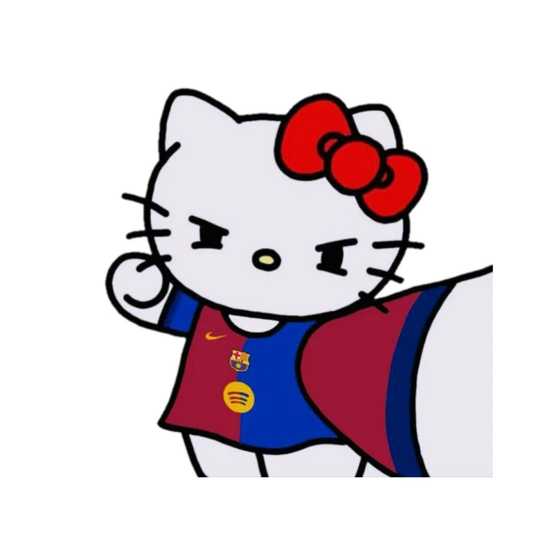 استیکر پارچه و لباس پاد آفرین مدل کارتونی کیتی Kiti فوتبالی بامزه جذاب کد 1414