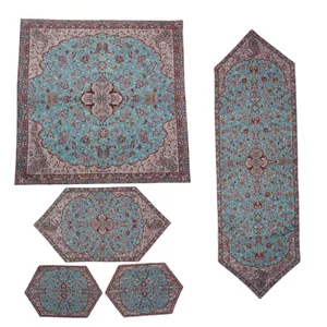 ست 5 تکه رومیزی ترمه مدل ترنج کد 1008