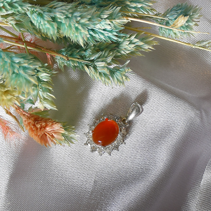 نیم ست نقره زنانه نقره جات لطفی مدل عقیق کد SNSH03