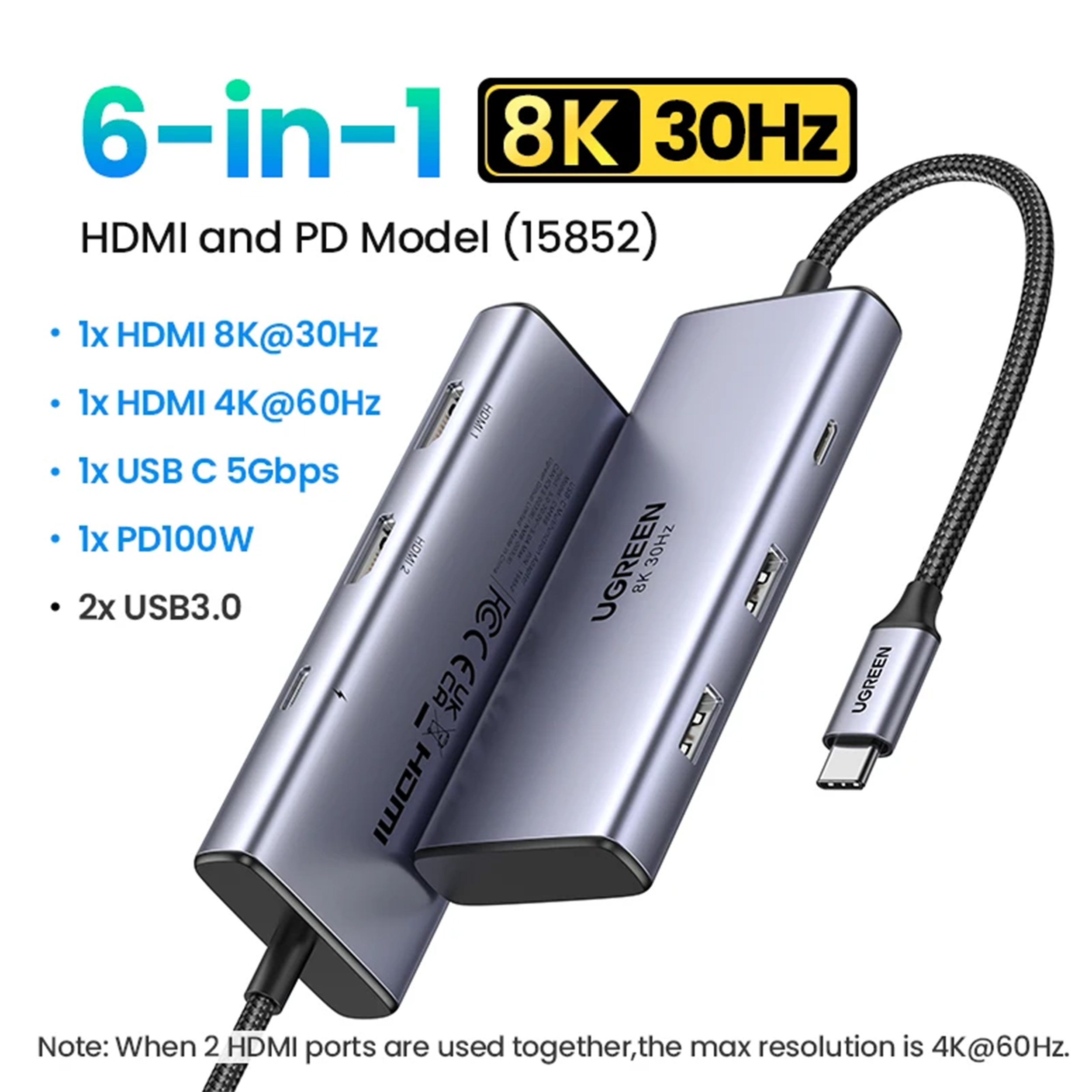 هاب 6 پورت USB-C یوگرین مدل 15852