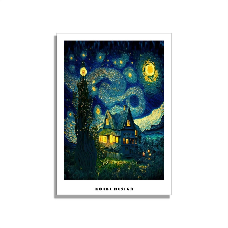 کارت پستال مدل کلبه و شب پر ستاره کد 2210