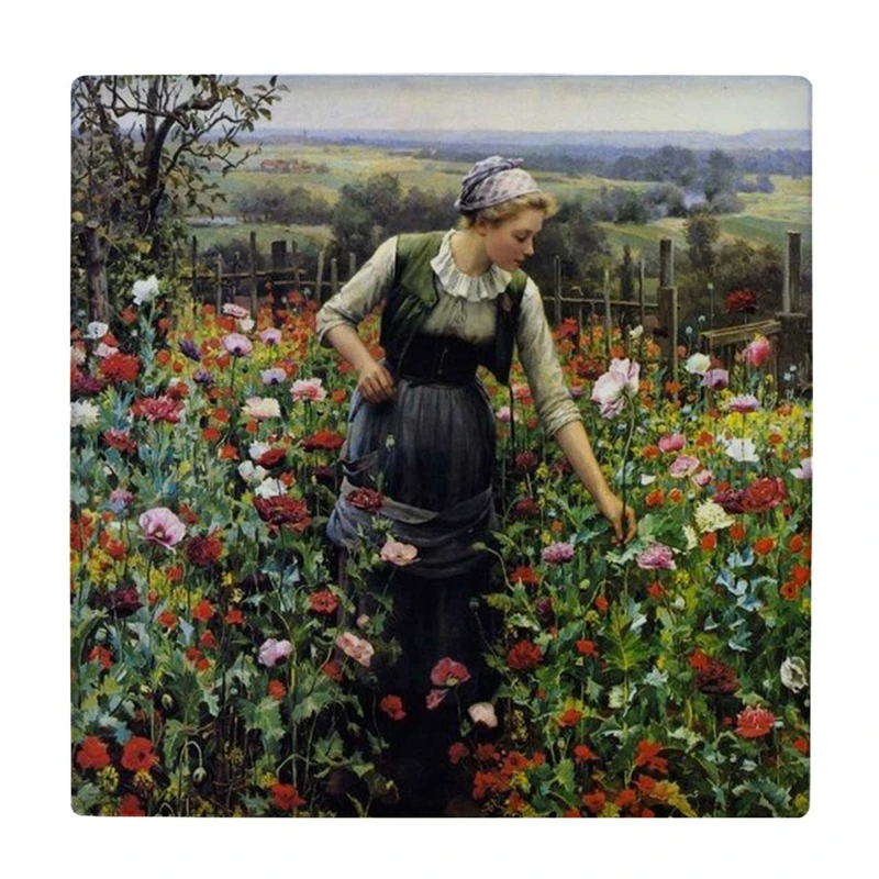 زیر لیوانی طرح بانو و باغ گل کد    3888547_2064