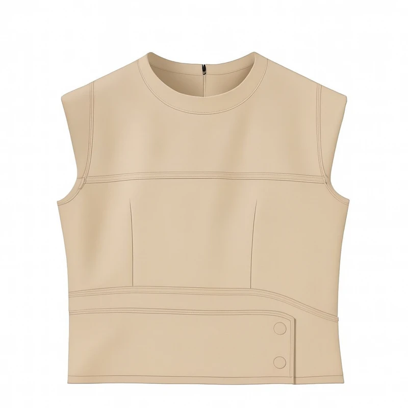 بلوز آستین تا روی شانه یقه گرد زنانه مدل ٢٠٦٥