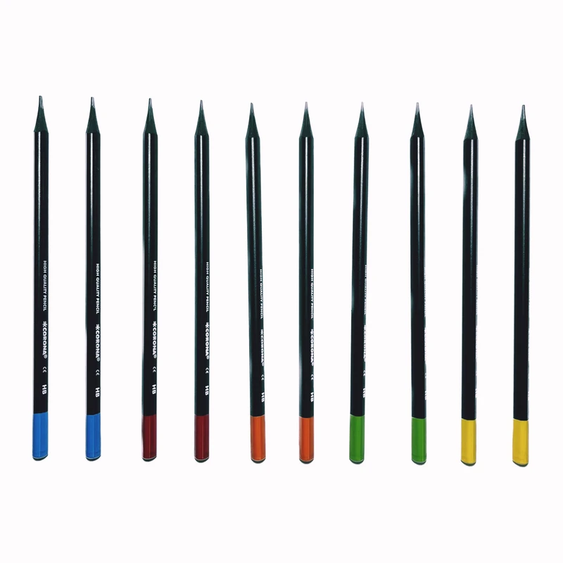 مداد مشکی کرونا درجه سختی HB مدل زغالی مجموعه 10 عددی