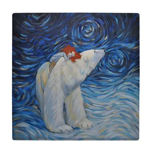  زیر لیوانی  طرح نقاشی دختر و خرس قطبی کد    5883688_4505