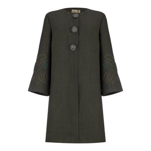 مانتو زنانه السانا مدل والریا کد 221553 رنگ زیتونی