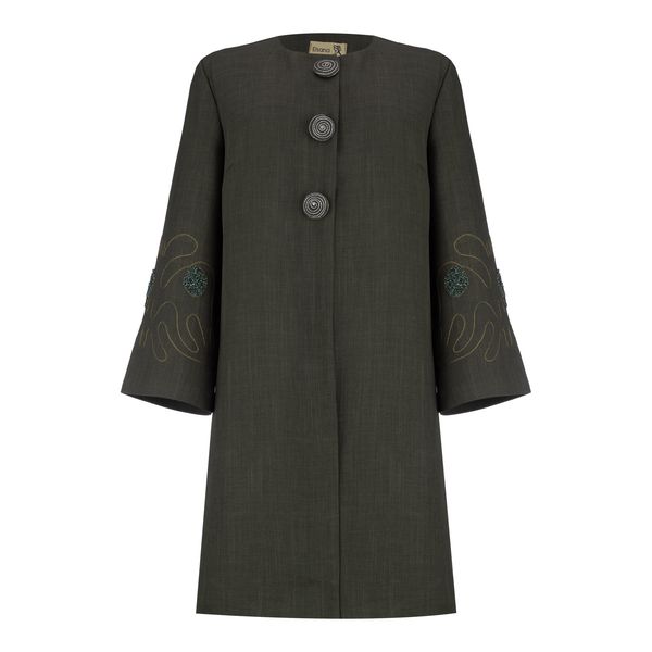 مانتو زنانه السانا مدل والریا کد 221553 رنگ زیتونی