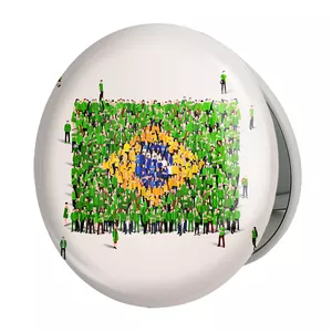 آینه جیبی خندالو طرح پرچم برزیل مدل تاشو کد 20683 