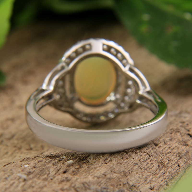 انگشتر نقره زنانه بازرگانی میلادی مدل اوپال نگین برلیان ابکاری رادیوم کد AWR_1373