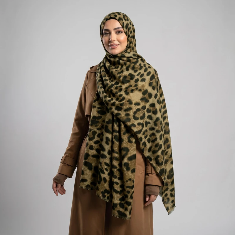 شال زنانه مدل موهر پلنگی