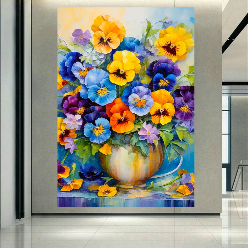  تابلو بوم طرح مخمل گلدان مدل گل های رنگارنگ کد AR302498