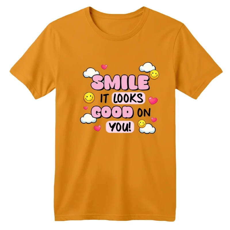 تی شرت آستین کوتاه بچگانه مدل لبخند بزن
