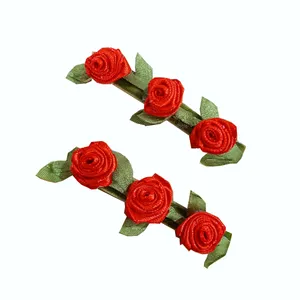 گیره مو دخترانه طرح گل رز مدل NN108 مجموعه 2 عددی