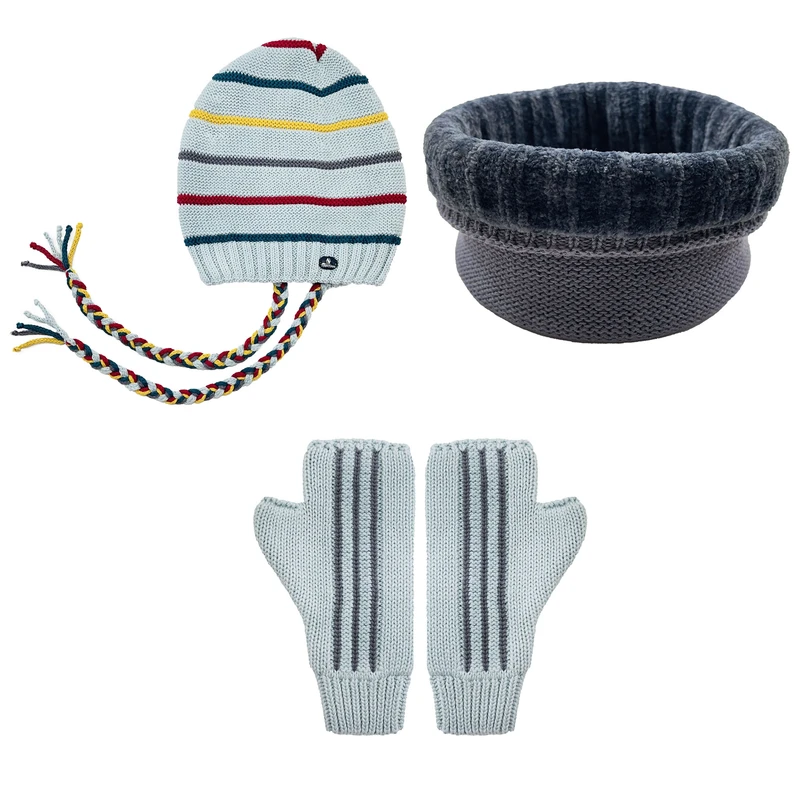 ست کلاه و شال گردن و ساق دست بافتنی بچگانه مدل 165024