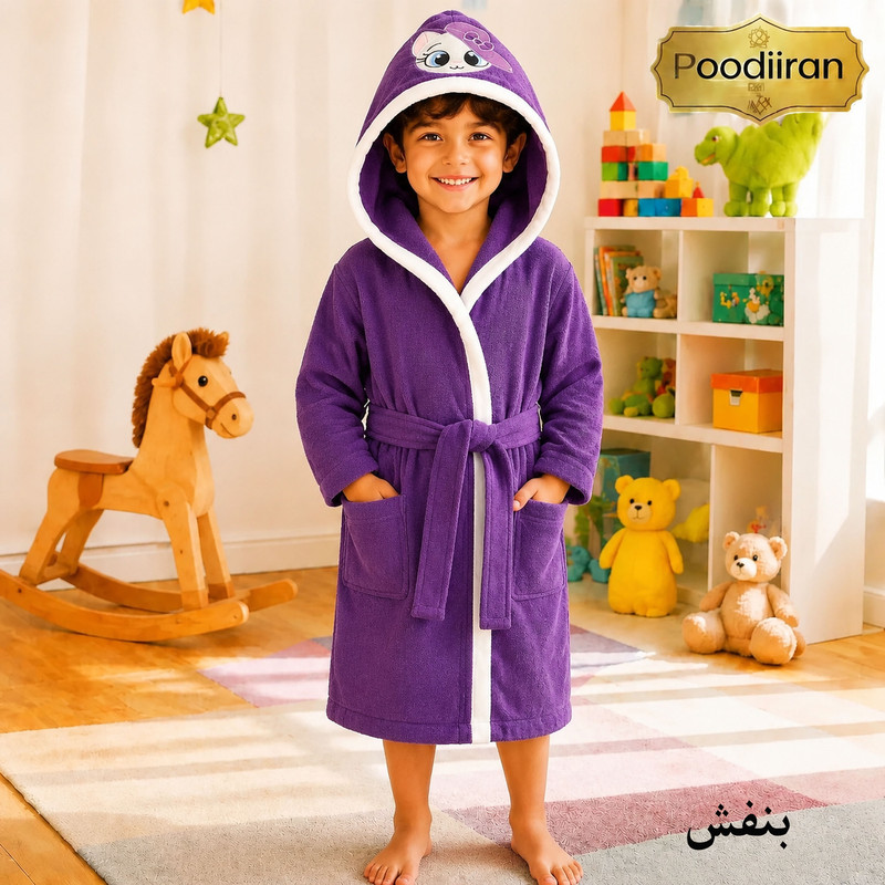 حوله پالتویی کودک و‌ نوزاد پودیران بافت مدل عروسکی سایز 110*130مناسب برای قد 140 تا 160سانتی متر