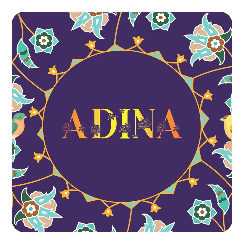 مگنت کاکتی طرح اسم آدینا adina مدل گل و بلبل کد mg10813