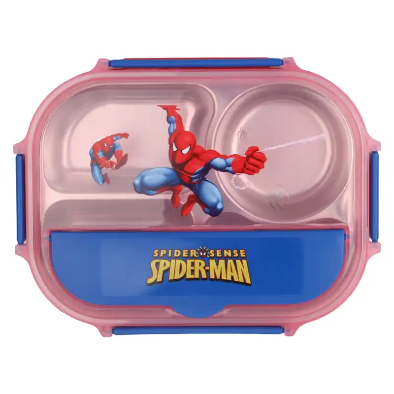 ظرف غذا کودک طرح اسپایدرمن به همراه قاشق و چاپستیک