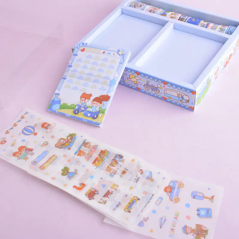 چسب نواری مدل واشی طرح دختر ماجراجو به همراه استیکر و کاغذ یادداشت مجموعه 21عددی