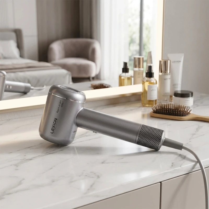 عکس شماره 2 : سشوار حرفه ای 1600 وات لکسیون مدل rapid air pro hd:1698، موتور bldc وزن 500 گرم، المنت فلز، دارای سری دیسپانسر، متمرکز کننده پهن با ویژگی صاف کنندگی، حجم دهندگی، با قابلیت عملکرد توربو با سرعت 110 هزار در دقیقه