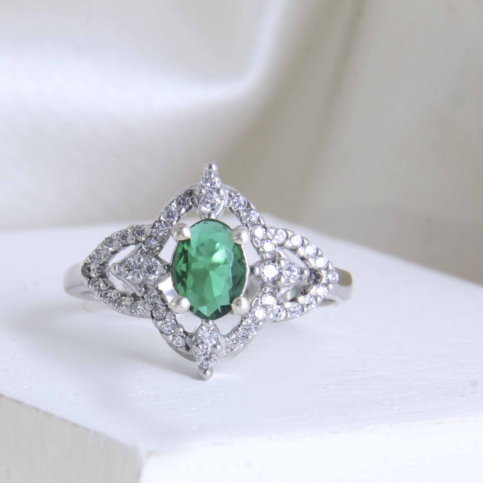 انگشتر نقره زنانه مدل جواهری آبکاری رادیوم کوارتز کد AWR-2059 -  - 5