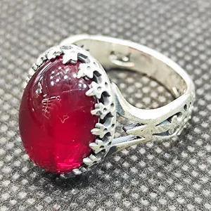 انگشتر نقره مردانه مدل سنگ یاقوت کد P400