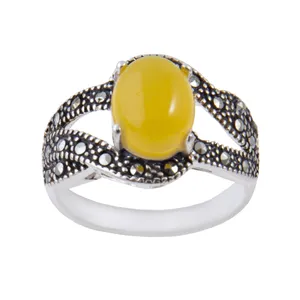 انگشتر نقره زنانه  بازرگانی میلادی مدل  عقیق شرف الشمس کد AW_250