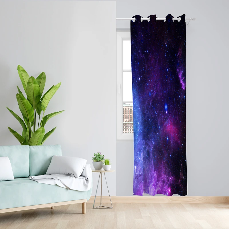 پرده طرح کهکشان مدل مخمل پانچی کد L 471 Z سایز 140x200 سانتی متر