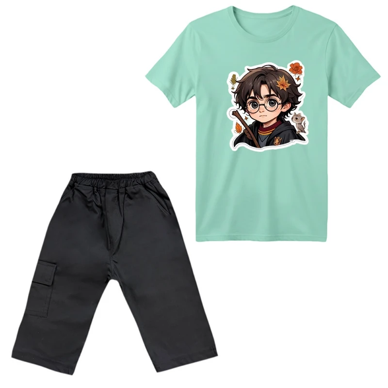 ست تی‌شرت آستین کوتاه و شلوارک پسرانه مدل هری پاتر کد ۲
