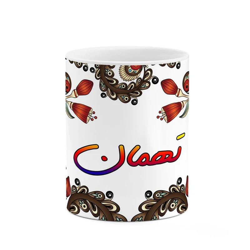 ماگ کاکتی مدل اسم تهمان طرح سنتی گل و بته کد mgh44576