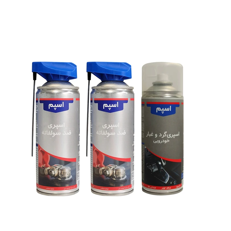 اسپری ضدسولفاته و اسپری پاک کننده گردوغبار اسپم مدل 3 حجم 400 ملیلی لیتر مجموعه 3 عددی