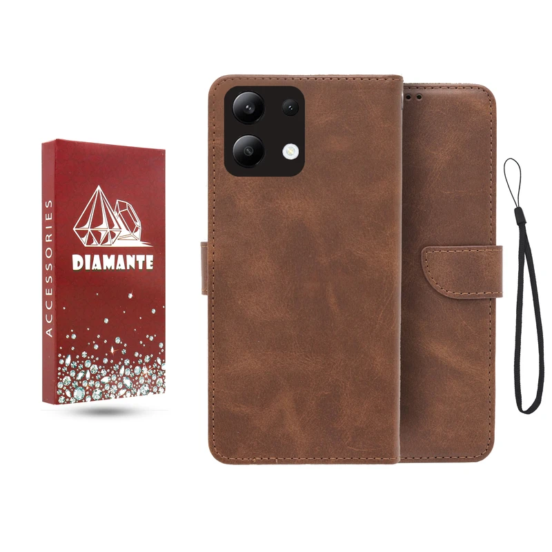کیف کلاسوری دیامانته مدل جاکارتی بنددار مناسب برای گوشی موبایل شیائومی Redmi Note 13 4G به همراه بند آویز