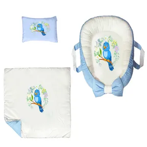 سرویس خواب سه تکه نوزاد ناریکو مدل گارد محافظ دار طرح پرنده کد 040