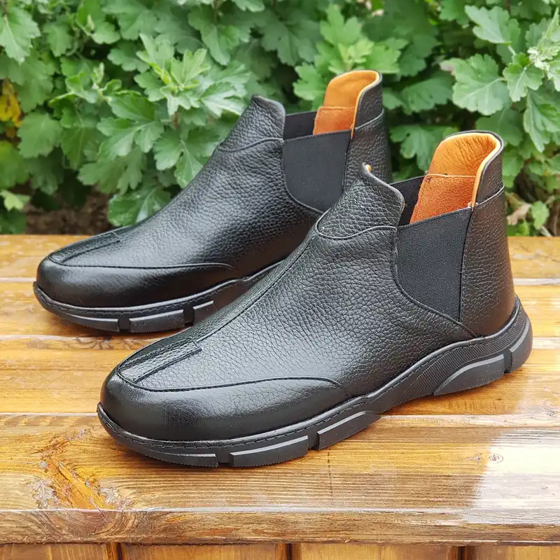 نیم بوت زنانه مدل چرم طبیعی کد 0056 رنگ مشکی