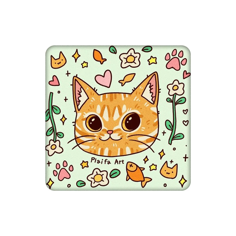 زیرلیوانی طرح گربه و ماهی و گل کد 3212466