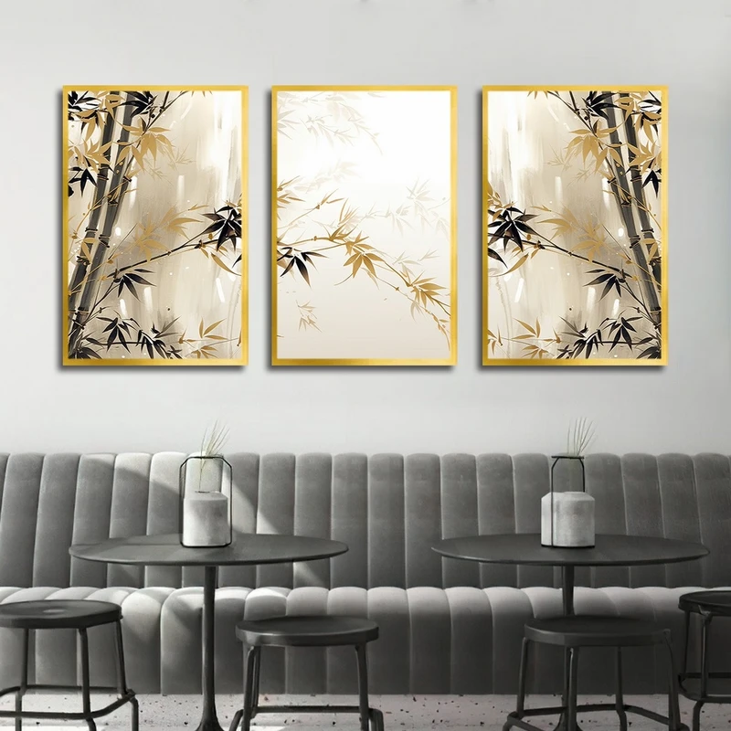 تابلو بکلیت طرح طبیعت و برگ مدل T-2455 مجموعه 3 عددی