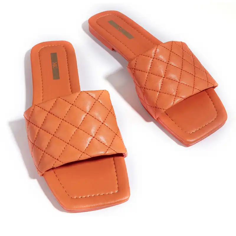 دمپایی زنانه مادام کوکو مدل Carre.Turuncu