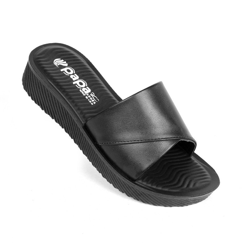 دمپایی زنانه پاپا مدل آیسان رنگ مشکی