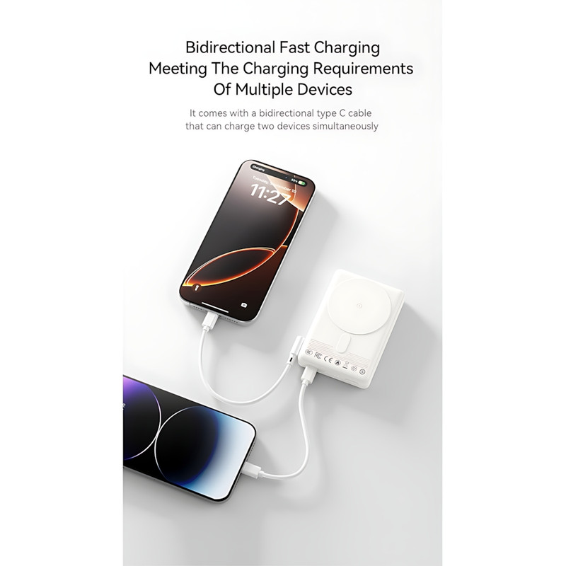 پاوربانک بی‌سیم 20 وات رسی مدل RPB-W37 ظرفیت 5000 میلی‌آمپرساعت به همراه کابل USB-C
