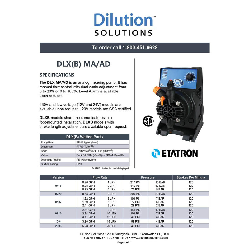 دوزینگ پمپ اتاترون مدل DLX-MA/AD0507 دوزینگ پمپ اتاترون مدل DLX-MA/AD0507