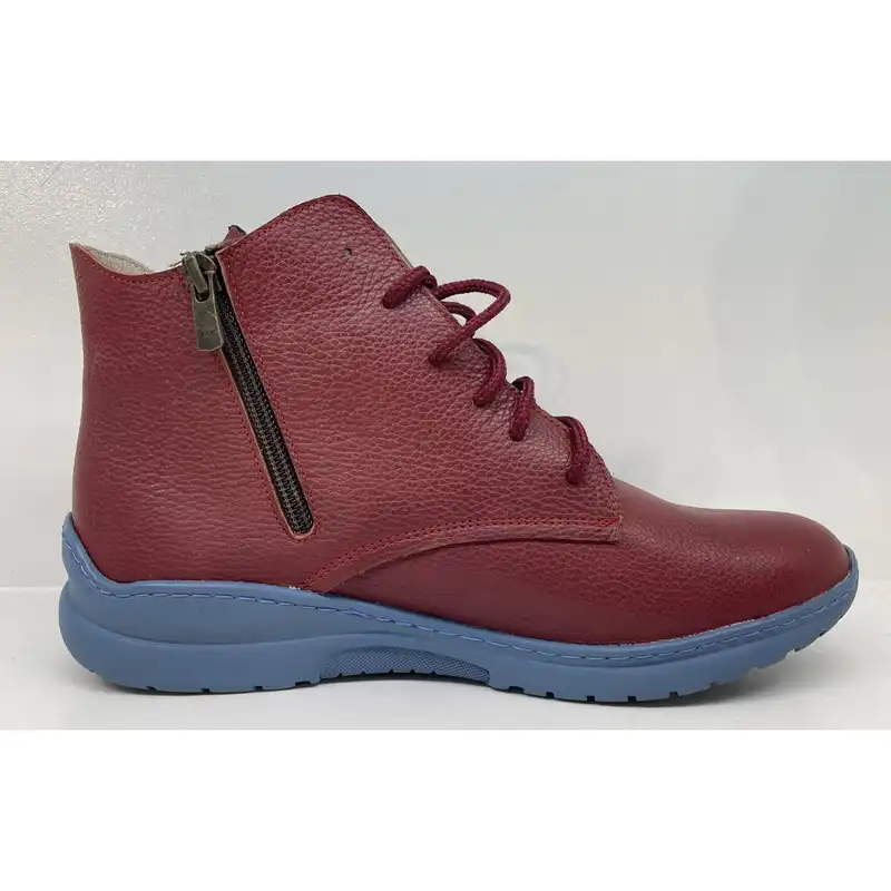 نیم بوت زنانه سرزمین چرم مدل 5202 رنگ زرشکی