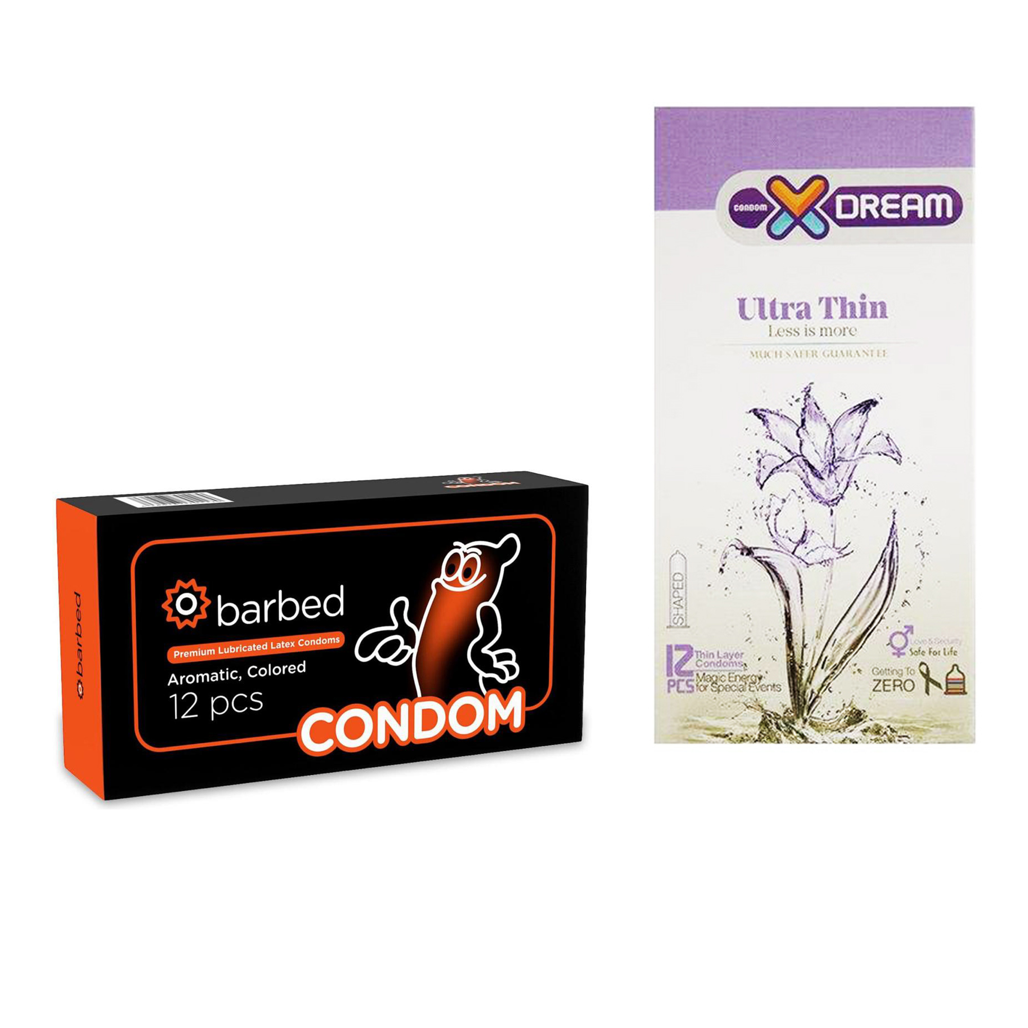 کاندوم ایکس دریم مدل Ultra Thin بسته 12 عددی به همراه کاندوم کاندوم مدل Barbed بسته 12 عددی