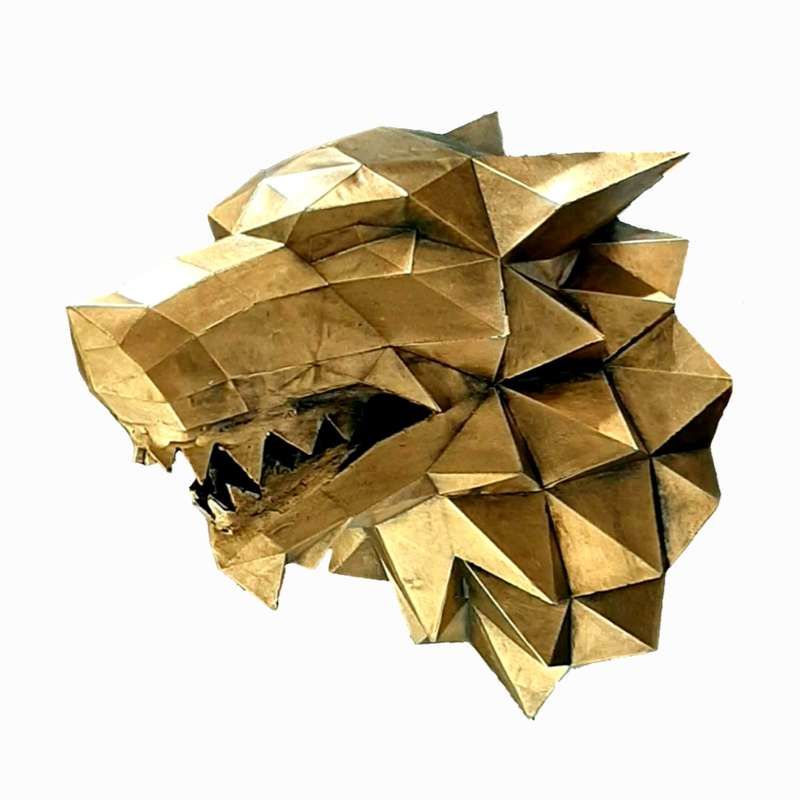 مجسمه مدل دیوارکوب طرح گرگ هندسی