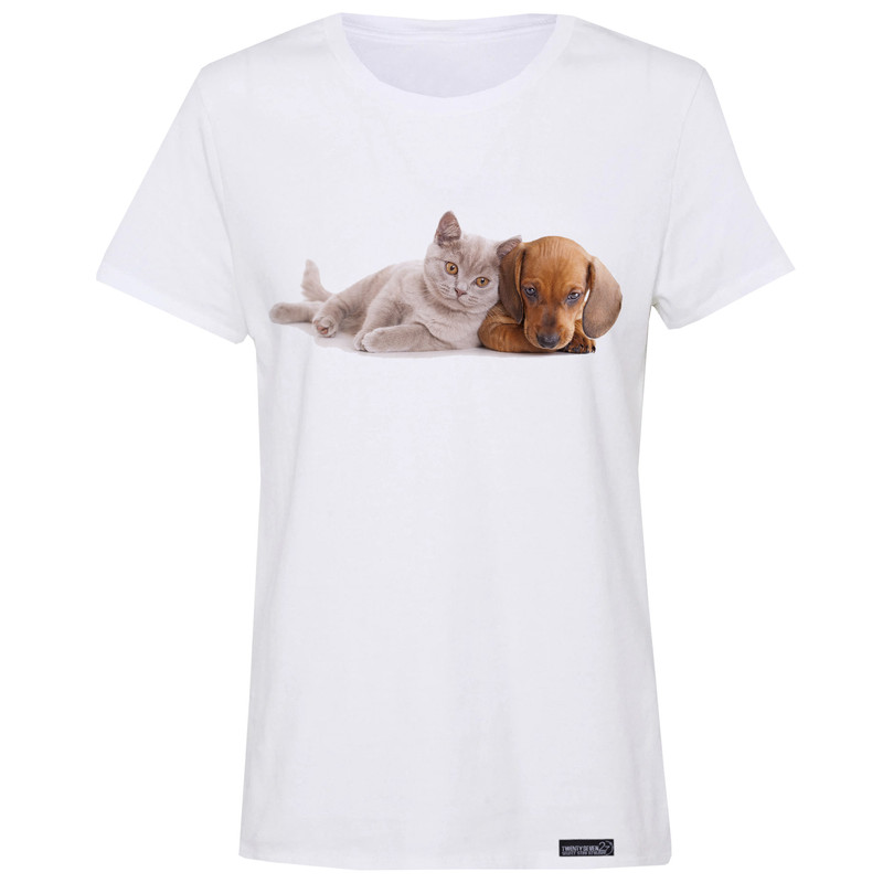 تی شرت آستین کوتاه زنانه 27 مدل Cat Dog Pet Sitting کد MH924