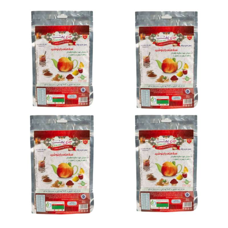 دمنوش میوه ای با طعم زنجبیل و دارچین چای بهشت- 200 گرم مجموعه 4 عددی