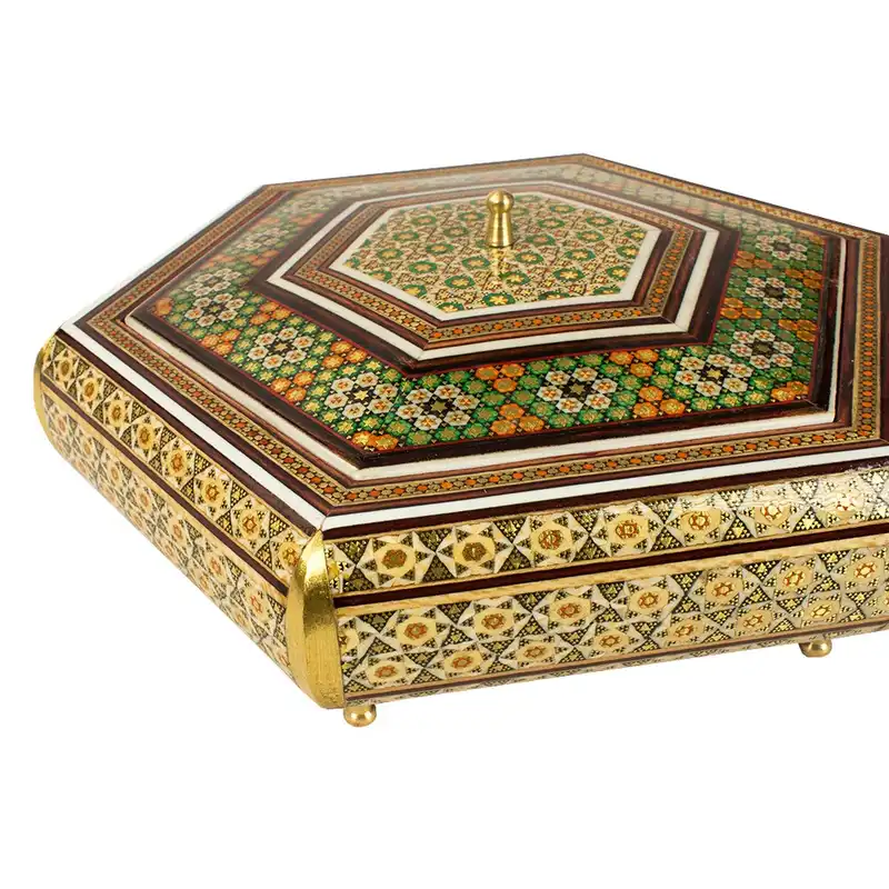 شکلات خوری خاتم کاری طرح شش گوش کد 06