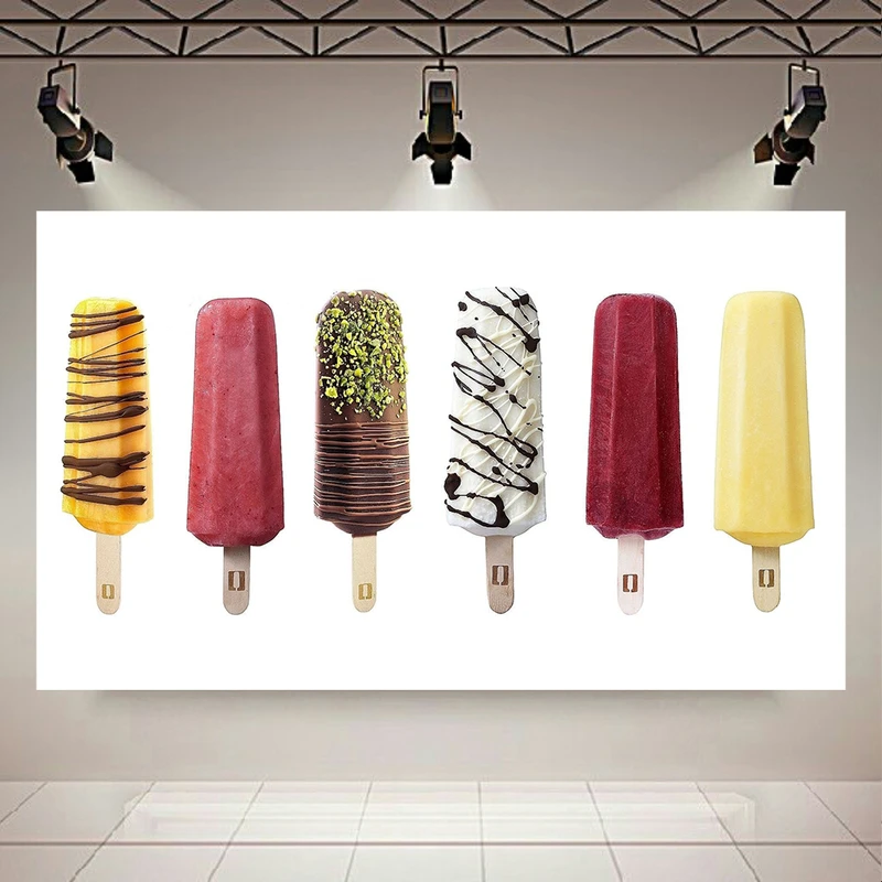 پوستر طرح مخمل طعم های بستنی مدل چوبی کد AR305455