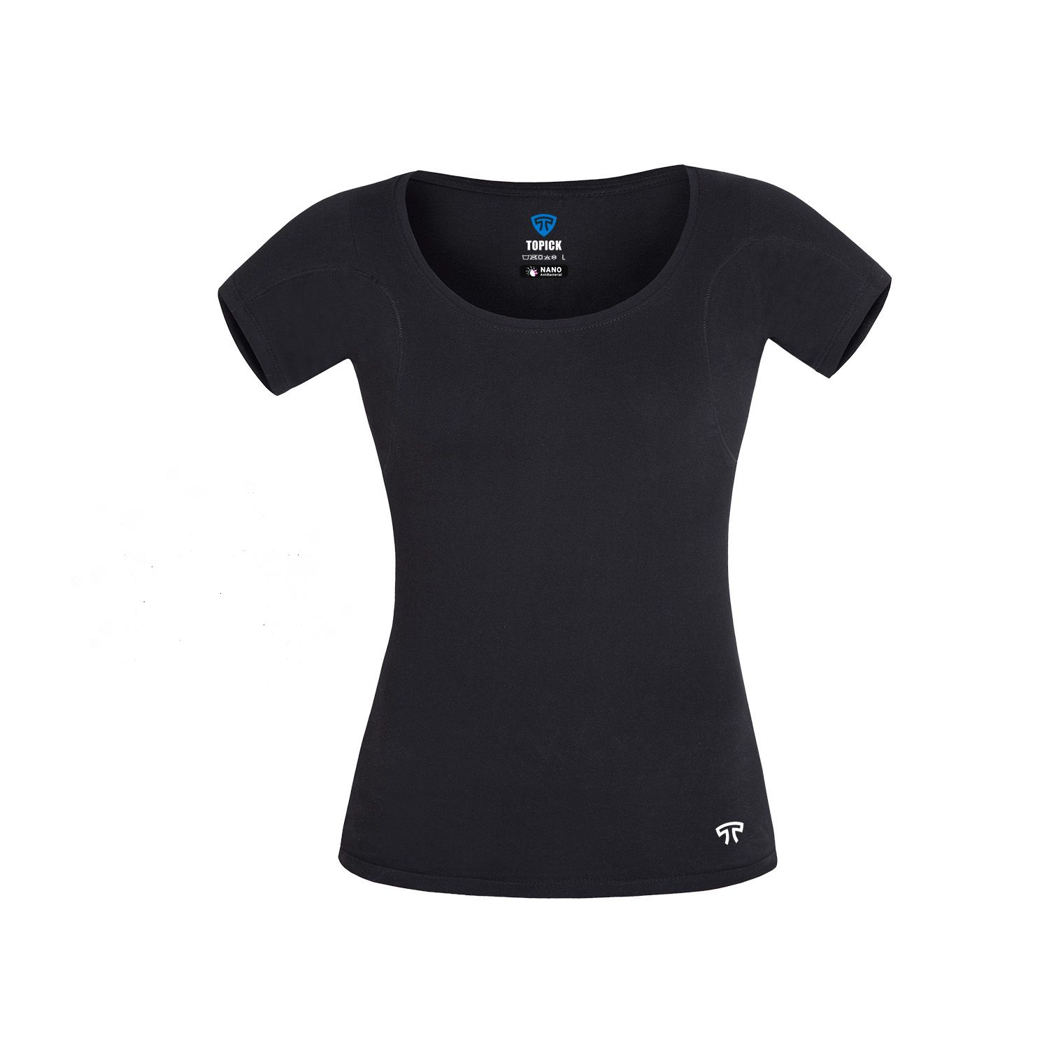تی شرت آستین کوتاه زنانه تاپیک مدل نانو ضدتعریق رنگ مشکی -  - 1