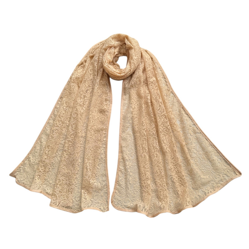 شال زنانه مدل توری گیپور بتجقه گل دار برجسته نوار دوزی